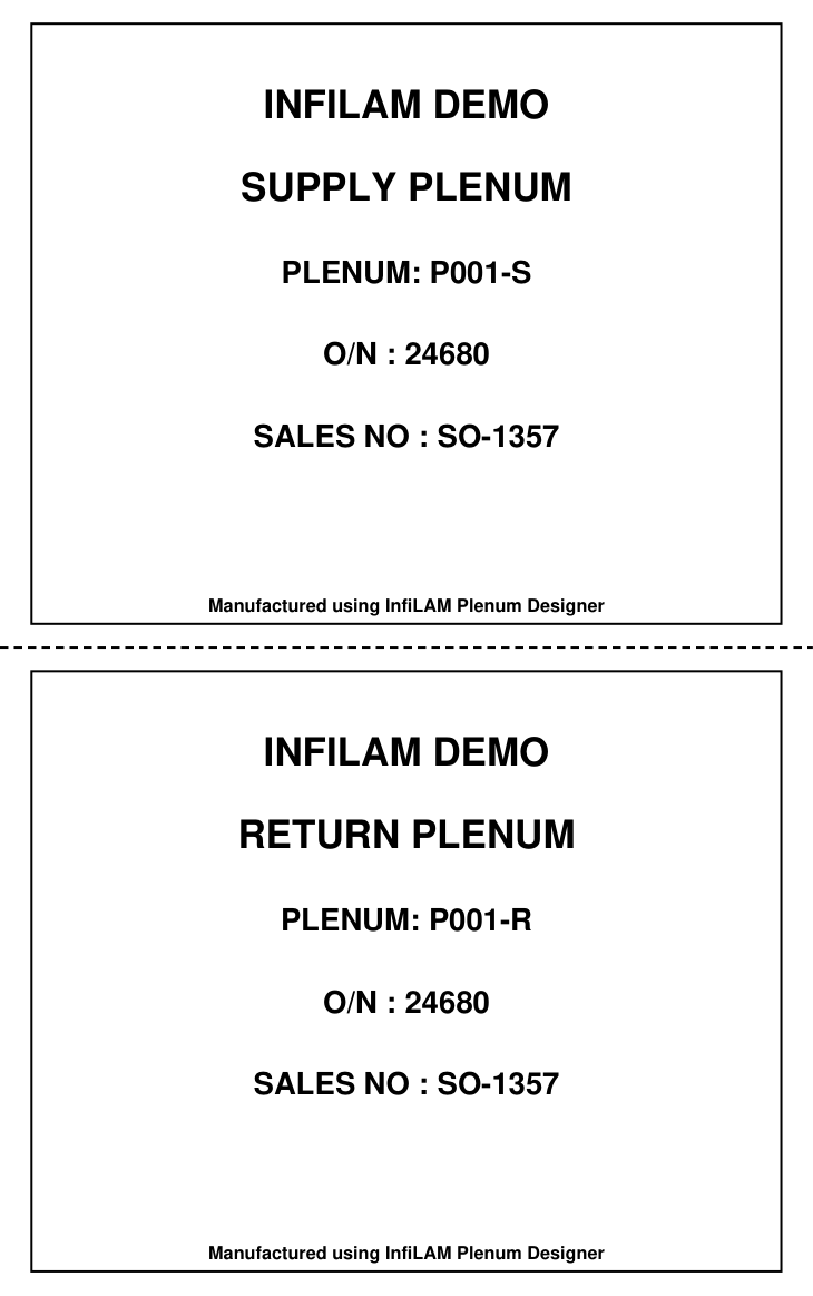 Generic two-up supply and return plenum labels
